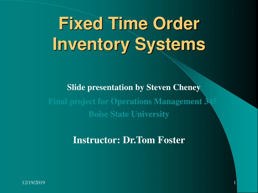 fixed time order inventory systems