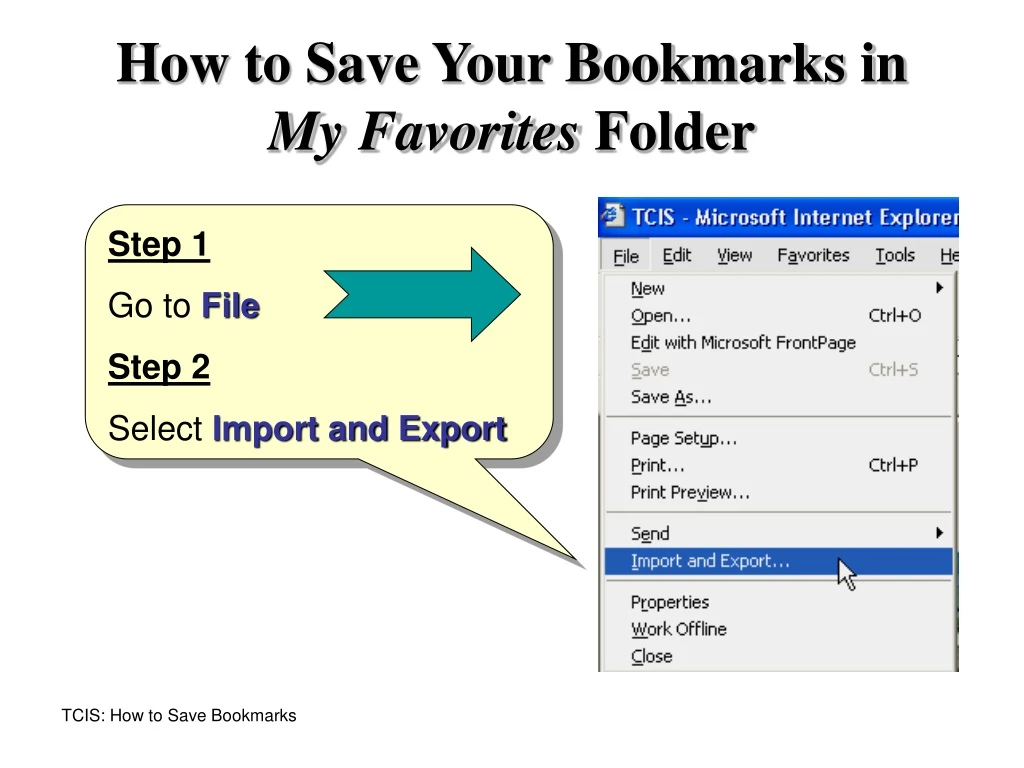 how to save your bookmarks in my favorites folder