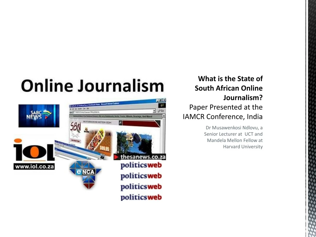 what is the state of south african online journalism paper presented at the iamcr conference india