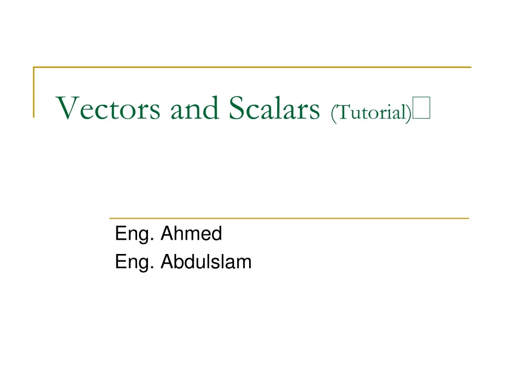 vectors and scalars tutorial
