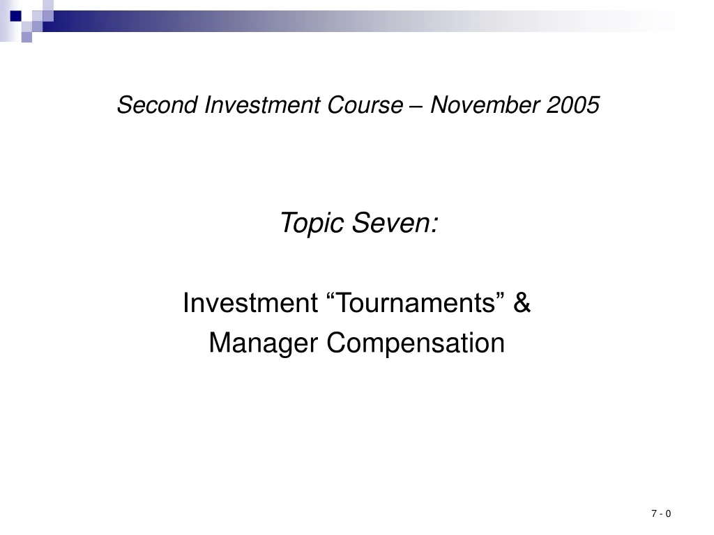 second investment course november 2005