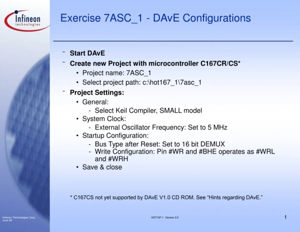 Exercise 7ASC_1 - DAvE Configurations