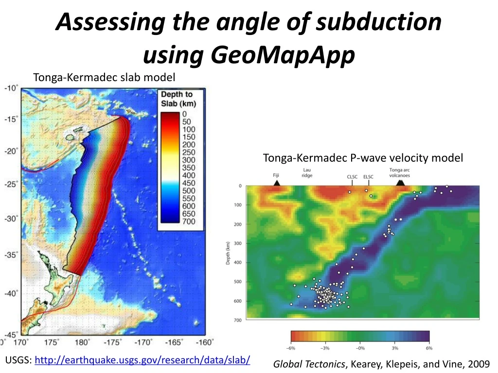 assessing the angle of subduction using geomapapp