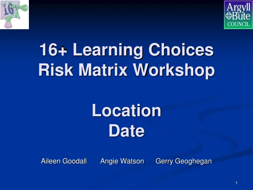 16 learning choices risk matrix workshop location date