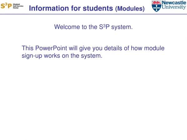 Information for students  (Modules)