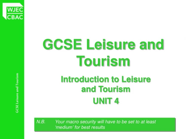 GCSE Leisure and Tourism