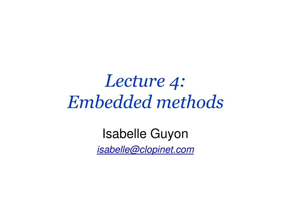 lecture 4 embedded methods