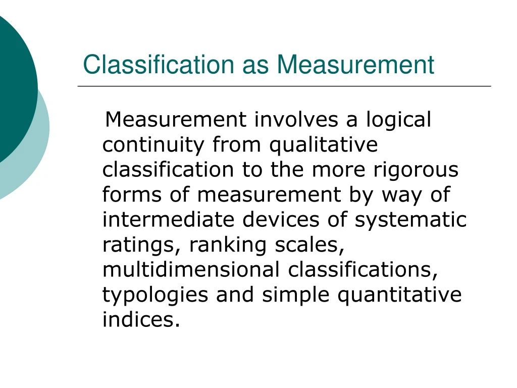 classification as measurement