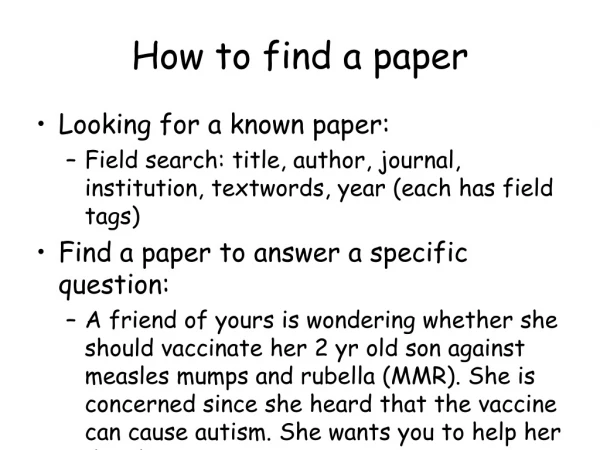 How to find a paper