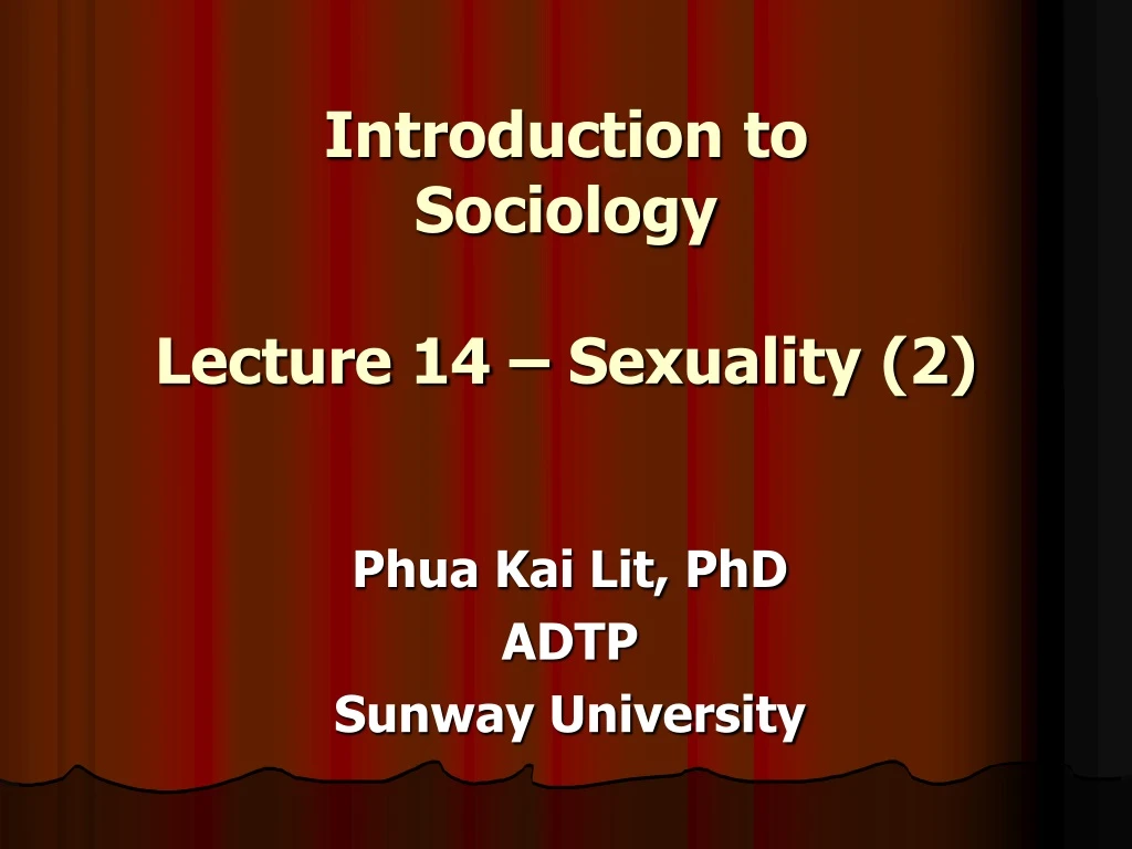 introduction to sociology lecture 14 sexuality 2