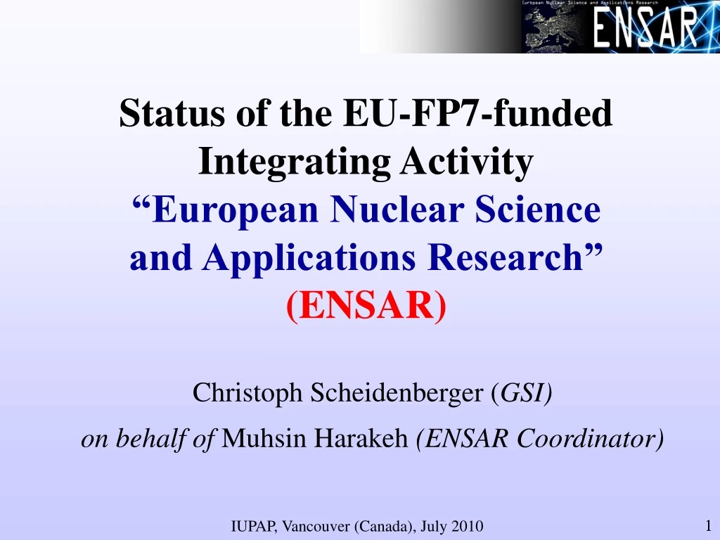 status of the eu fp7 funded integrating activity