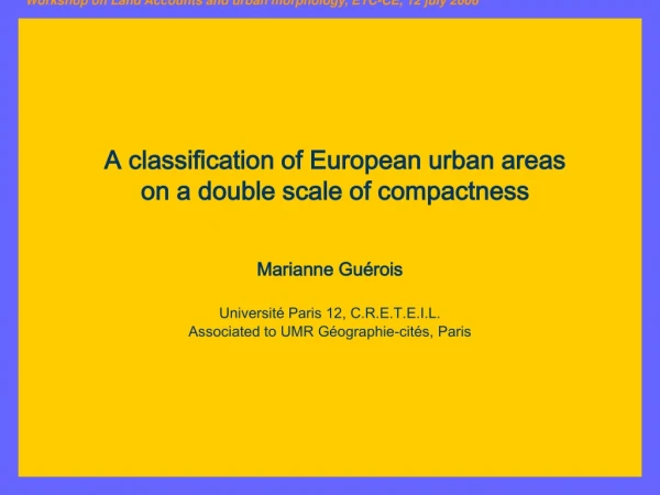 A classification of European urban areas  on a double scale of compactness