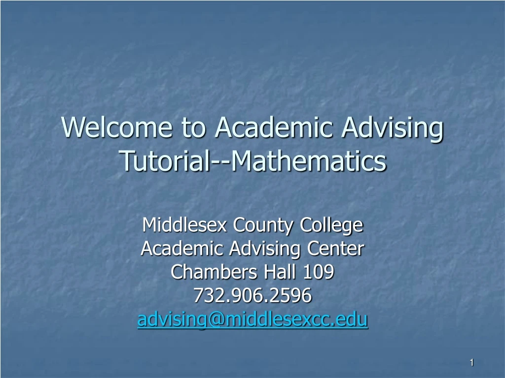 welcome to academic advising tutorial mathematics