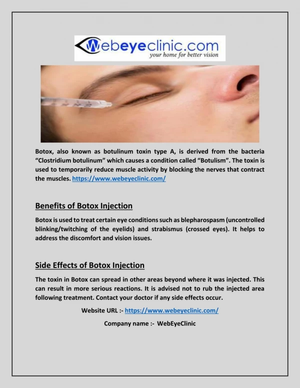 Botox Injection for Eye Wrinkles - Webeyeclinic.com
