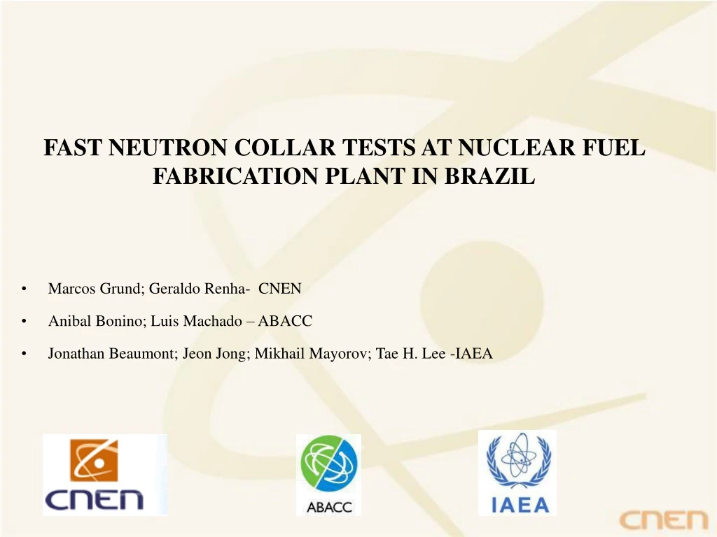 fast neutron collar tests at nuclear fuel