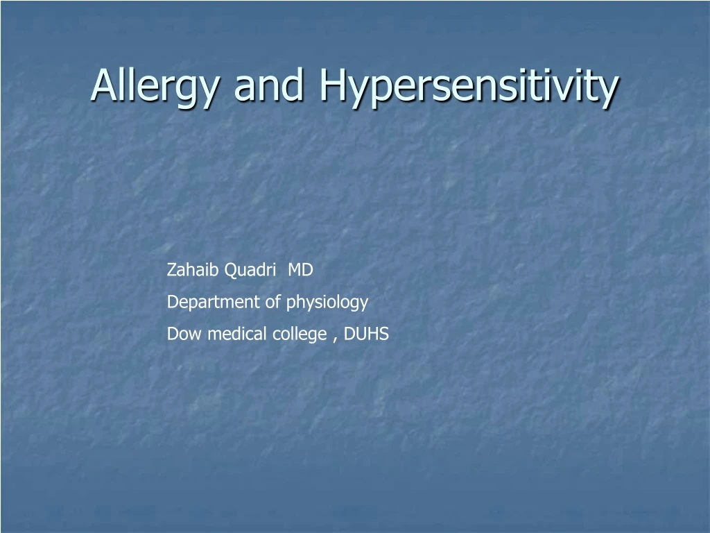 allergy and hypersensitivity