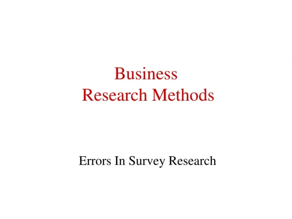 Business  Research Methods