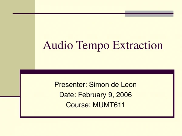 Audio Tempo Extraction