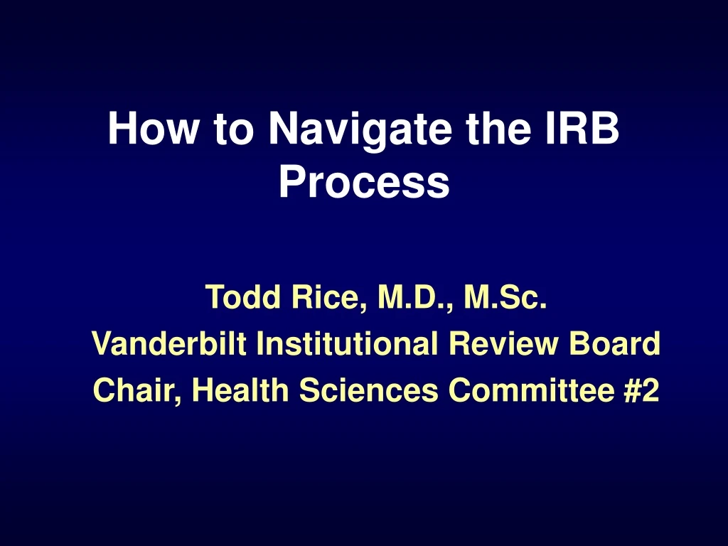 how to navigate the irb process