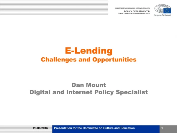 E-Lending  Challenges and Opportunities