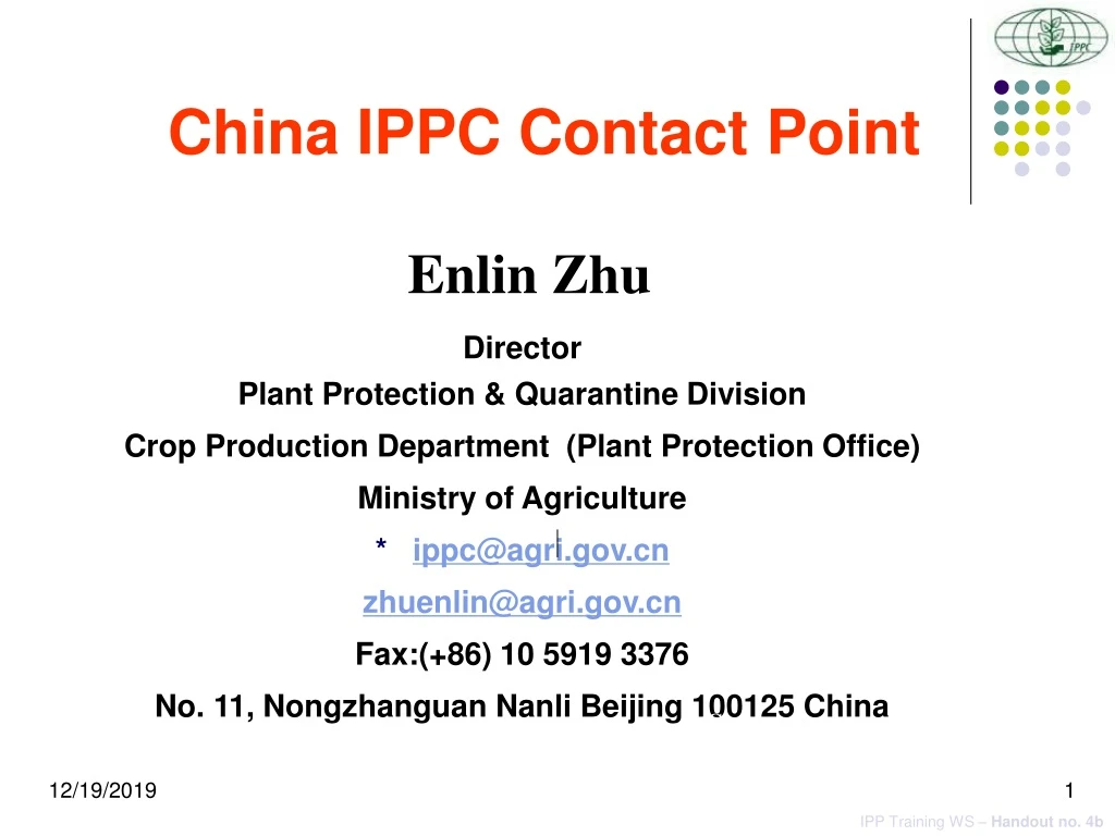 china ippc contact point