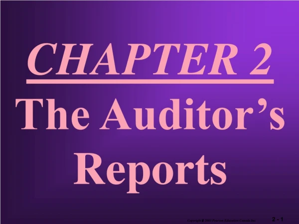 CHAPTER 2 The Auditor’s Reports
