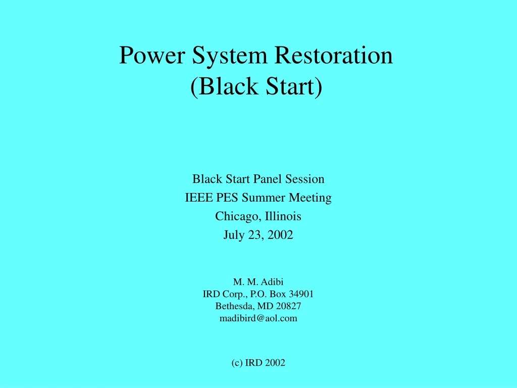 power system restoration black start