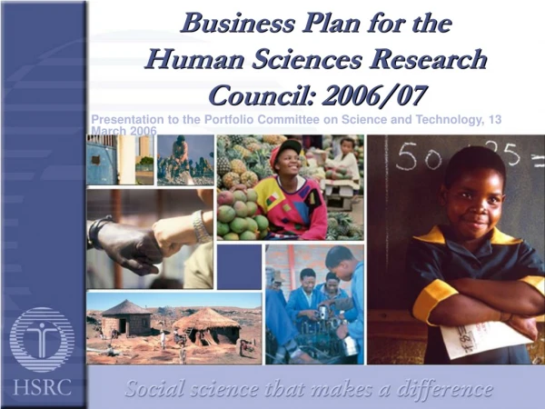 Business Plan for the Human Sciences Research Council: 2006/07