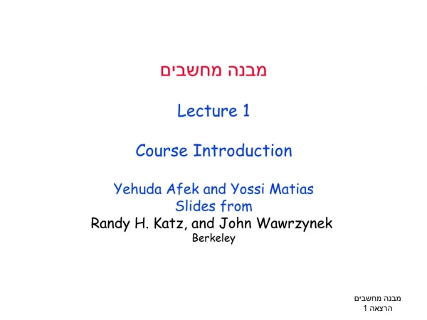 Lecture Overview