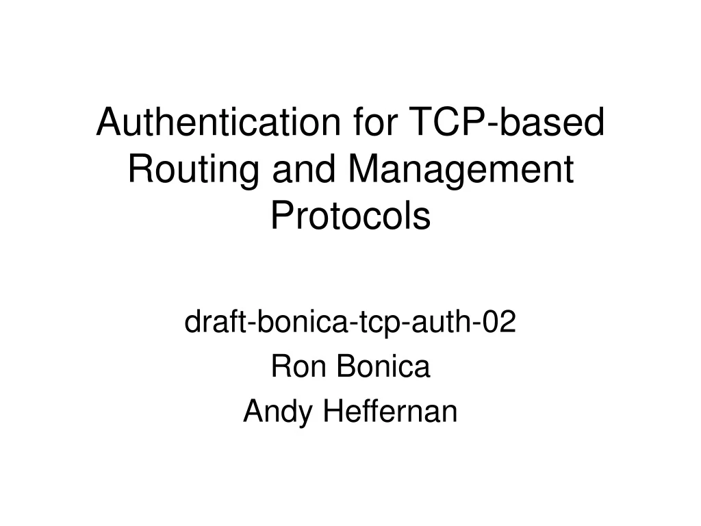 authentication for tcp based routing and management protocols