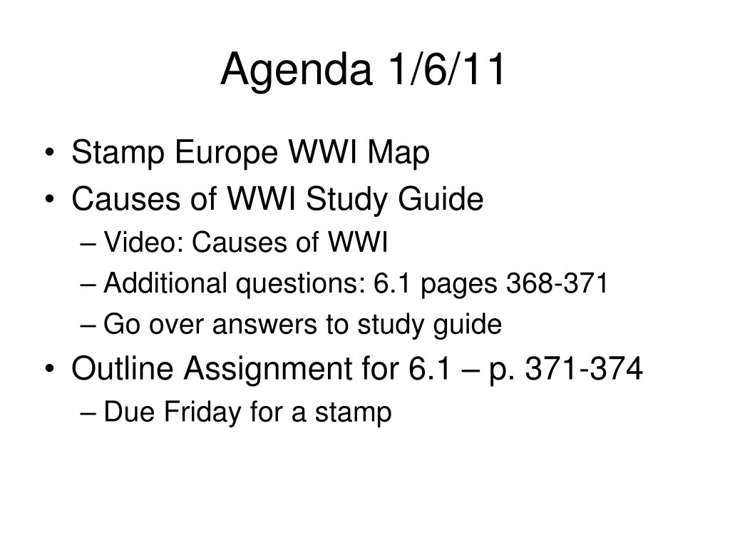 agenda 1 6 11