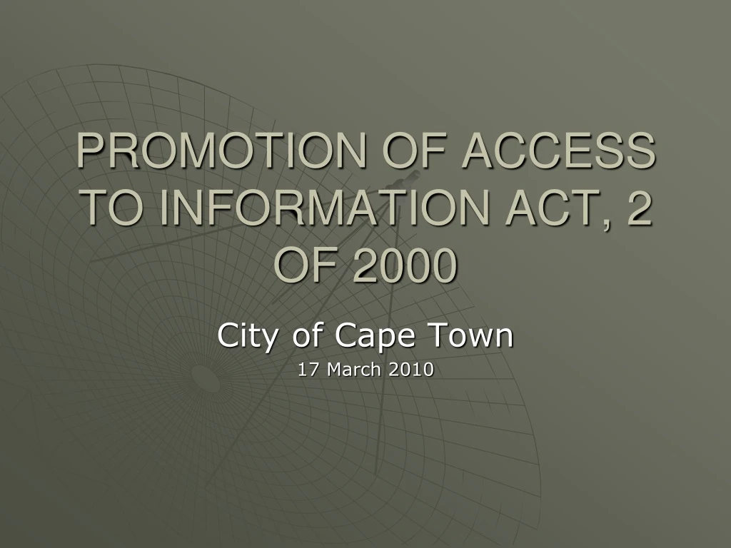 promotion of access to information act 2 of 2000