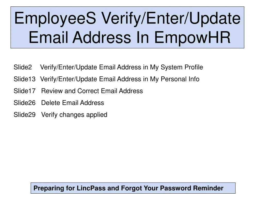 employees verify enter update email address
