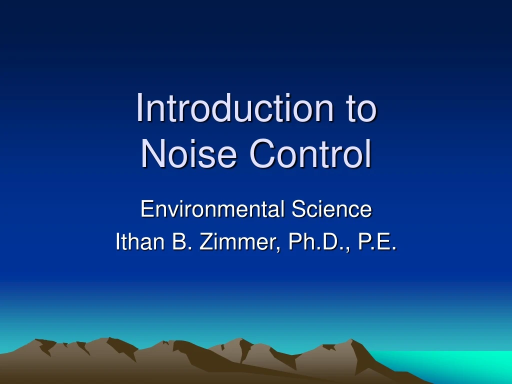 introduction to noise control