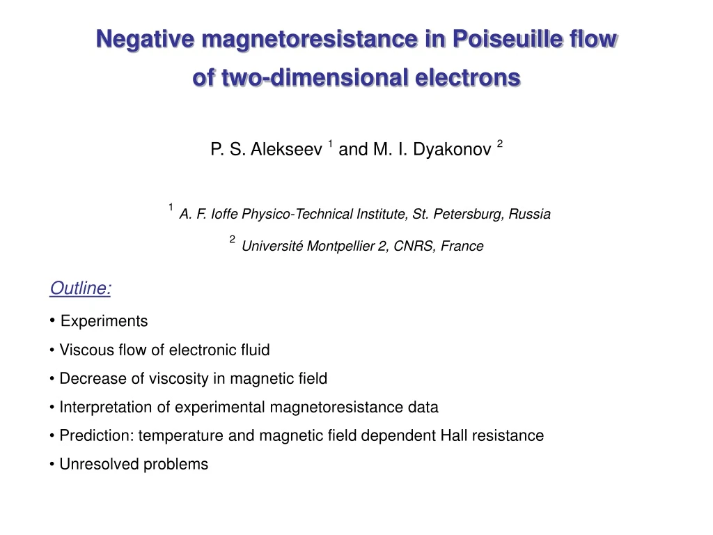 negative magnetoresistance in poiseuille flow