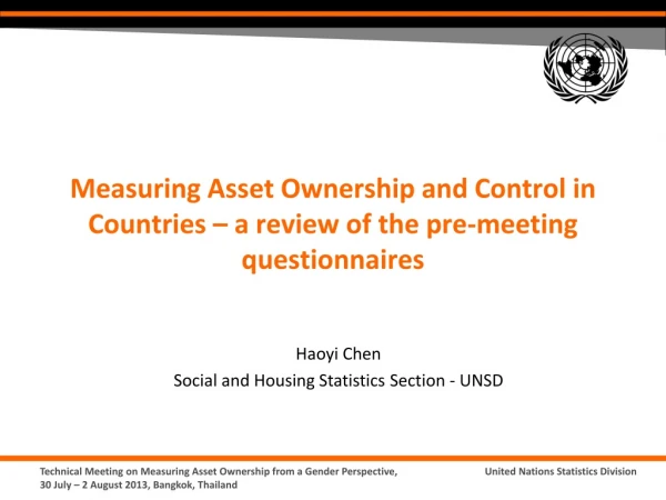 Measuring Asset Ownership and Control in Countries – a review of the pre-meeting questionnaires