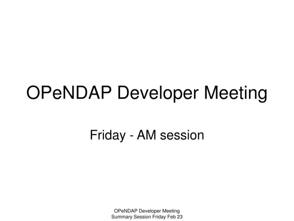OPeNDAP Developer Meeting