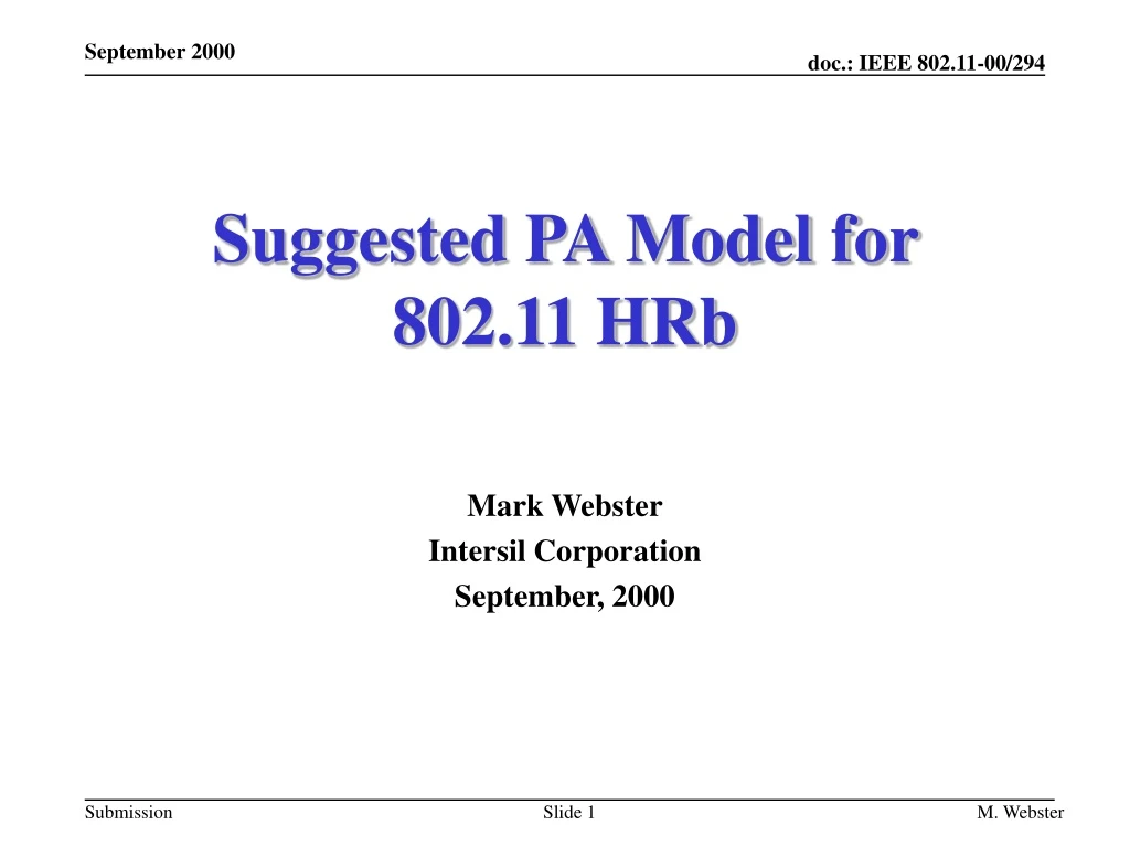 suggested pa model for 802 11 hrb