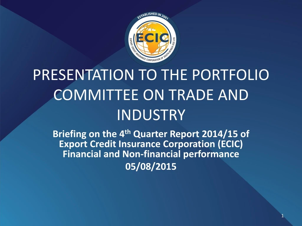 presentation to the portfolio committee on trade and industry
