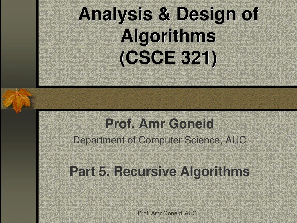 analysis design of algorithms csce 321