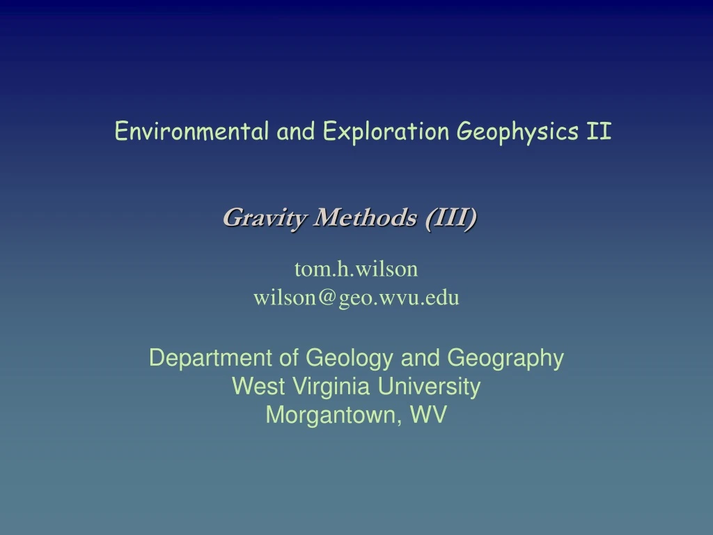 environmental and exploration geophysics ii