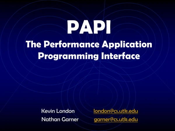 PAPI The Performance Application Programming Interface