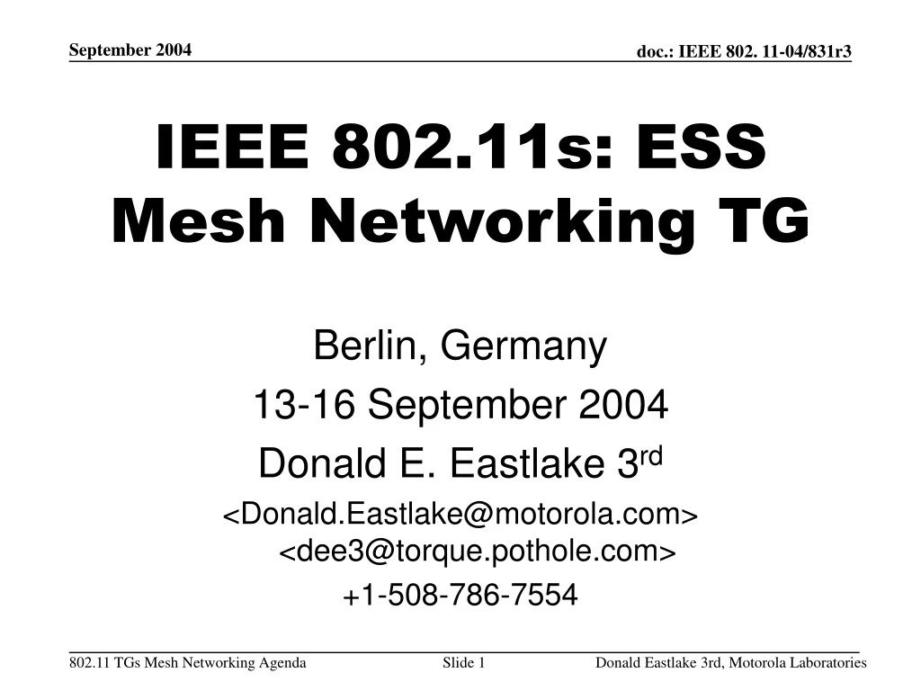 ieee 802 11s ess mesh networking tg