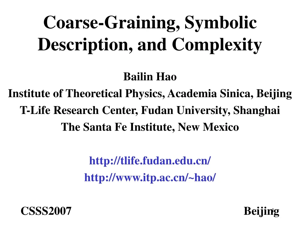 coarse graining symbolic description and complexity