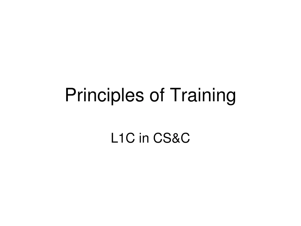 principles of training