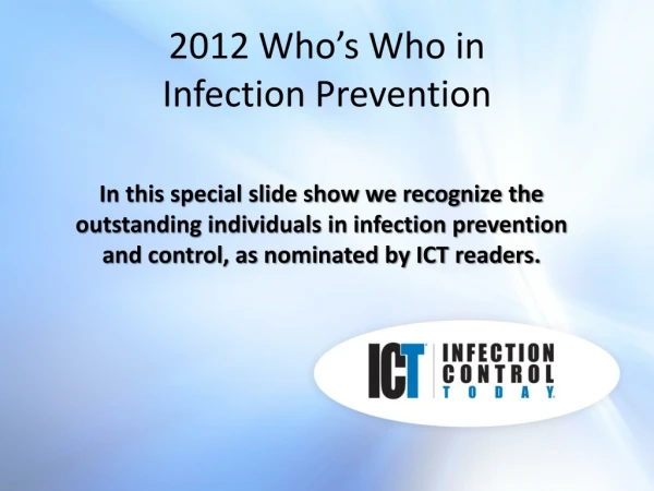 2012 Who’s Who in  Infection Prevention