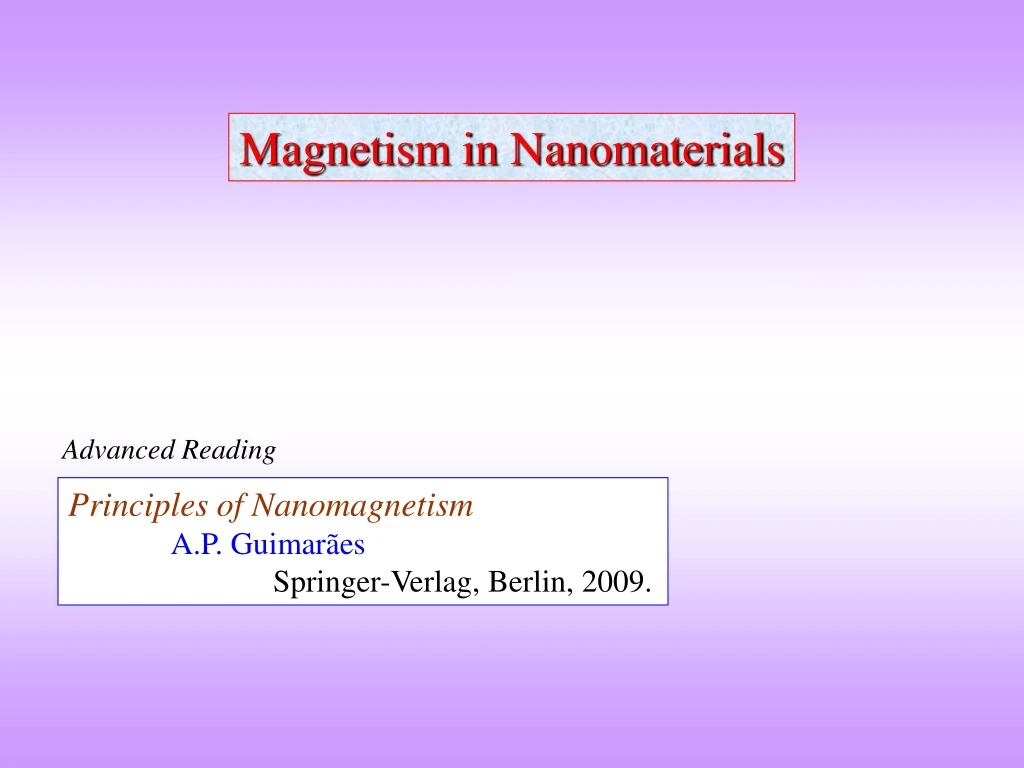 magnetism in nanomaterials