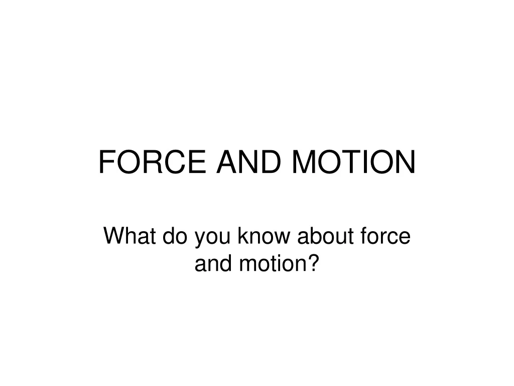 force and motion