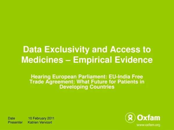 Data Exclusivity and Access to Medicines – Empirical Evidence