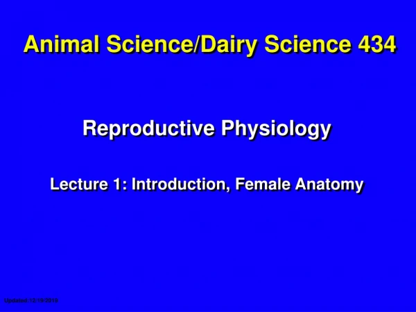 Animal Science/Dairy Science 434